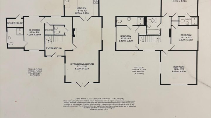 Floor plan showing the ground and first-floor layout of Blackfirs Farmhouse in Battle