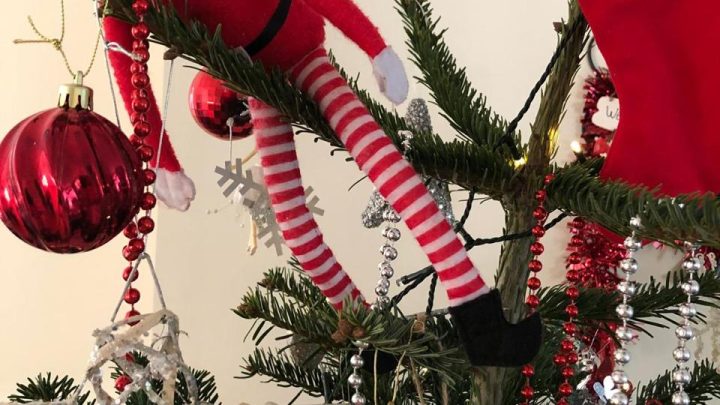 Christmas tree decorations and festive elf at Blackfirs Farmhouse